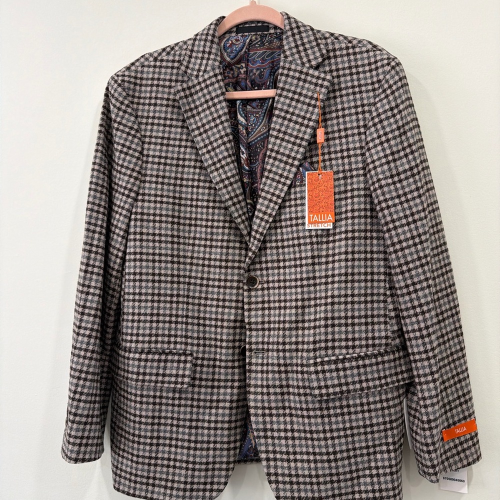 Tallia Men's Brown & Black Houndstooth Blazer 40S new